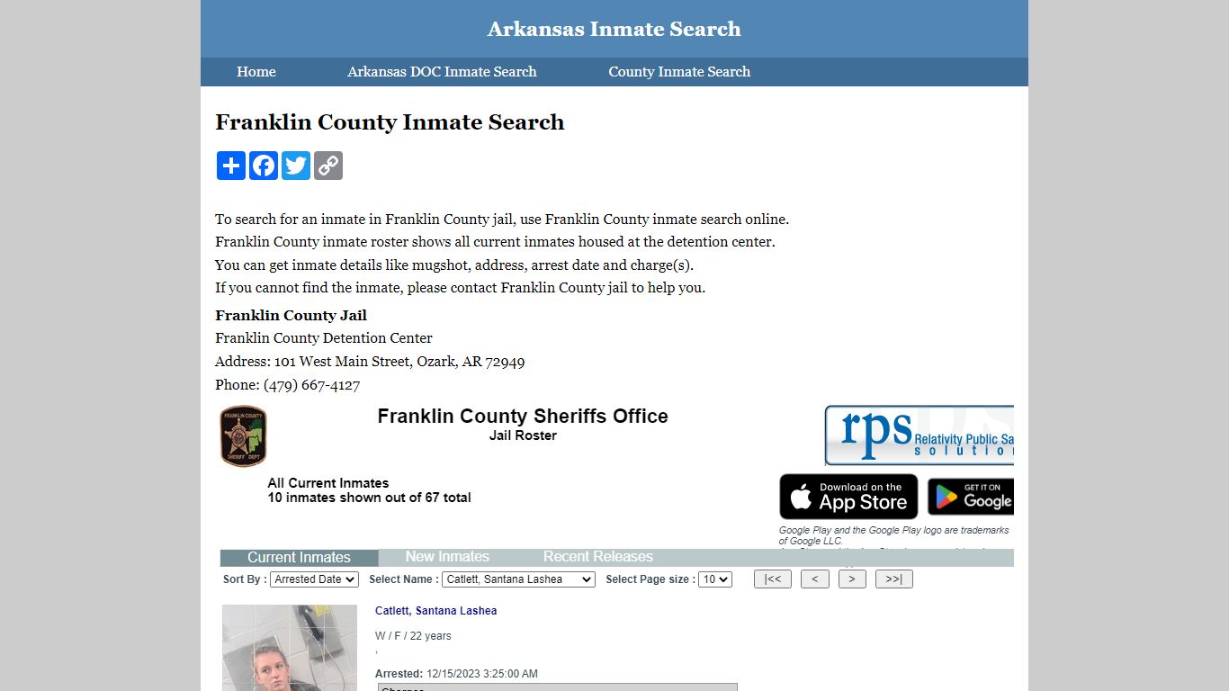 Franklin County Inmate Search